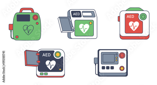 AED Defibrillator elegant colorful abstract vector