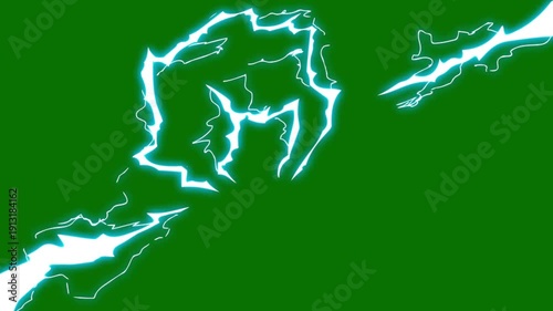 2D Electric Energy Burst FX, Flash Cartoon Explosion, Hand Drawn Smoke and Fire Spark Elements for Green Screen Background Use, Comic Style Motion Graphics in 4K Format