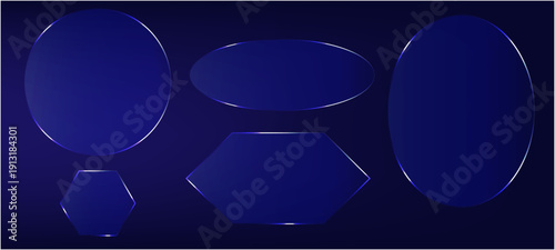 Liquid glass smartphone interface isolated. White UI light frame square and circle banner with shine stroke. blue abstract background