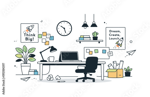 Closed startup office. A thoughtful editorial