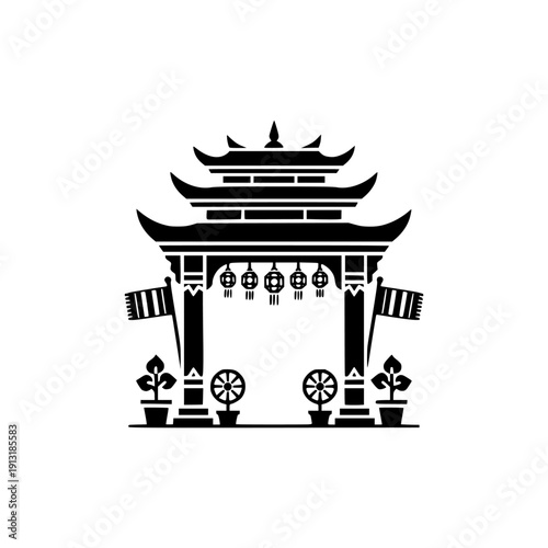 vector illustration of a japanese temple