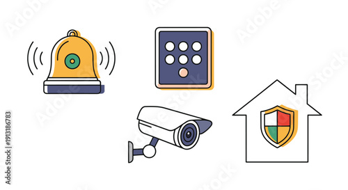 Alarm System Line minimal color design vector