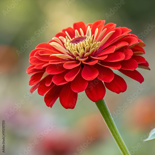 vibrant red zinnia bloom