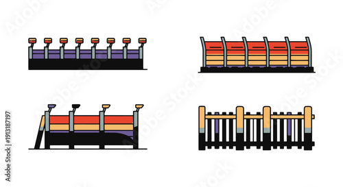 Airport Fence Line minimal shape color illustration