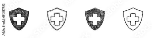 Sketch medical insurance icon design set