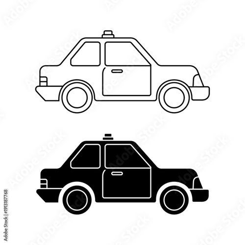 Vector police car icon set used for apps and web