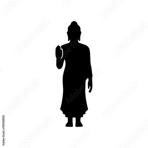 A buddhist standing black illustration
