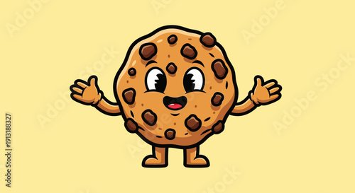 Cartoon Chocolate Chip Cookie Character.