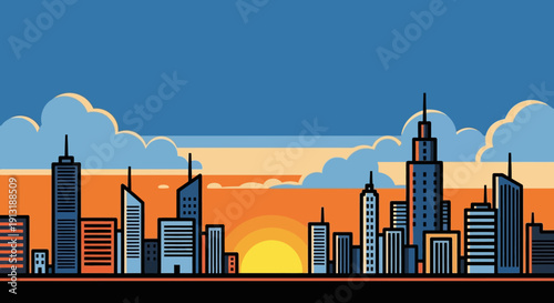 City Skyline at Sunset Time.