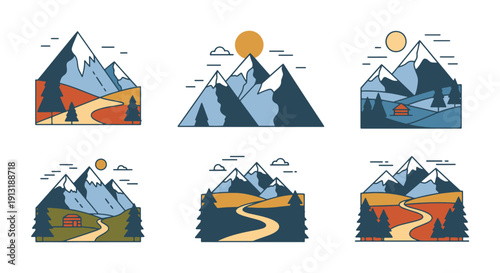 Alpine Landscapes abstract modern style illustration