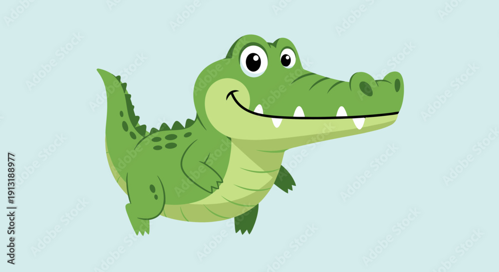 Fototapeta premium Cartoon Alligator with Big Smile.