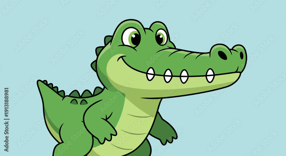 Fototapeta premium Cartoon Alligator Character with Big Smile.