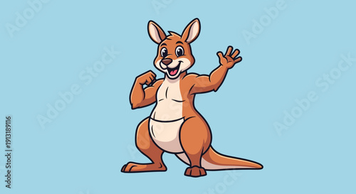 Cartoon Kangaroo Standing on Hind Legs.