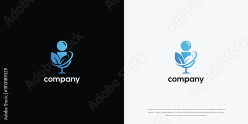 Modern Human Leaf Logo Design - Health Nature Technology Brand Identity Icon.