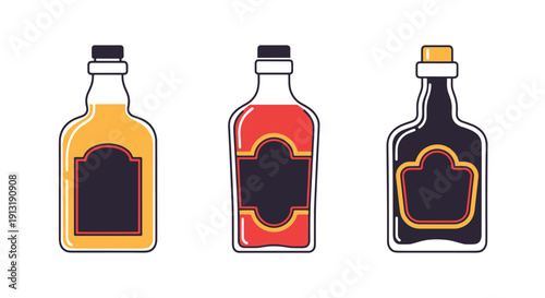 Antique Bottle Line modern soft tone illustration
