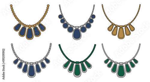 Antique Necklace minimal color concept vector