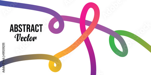 Vibrant abstract vector design with gradient lines and swirling patterns