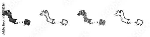 Sketch Bangka Belitung outline map design set