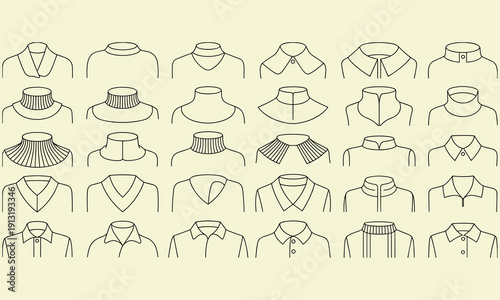 Various shirt collars and necklines fashion clothing apparel collared shirts