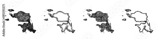 Sketch Papua Barat outline map design set