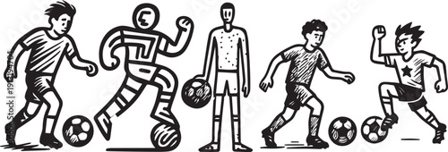 Dynamic Soccer Spirits – Artistic Player Icon Pack .Creative vector element art.