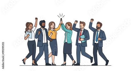 Group of Business Professionals Celebrating Success Together.