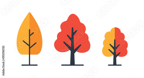 Autumn Tree Line art soft elegant color illustration