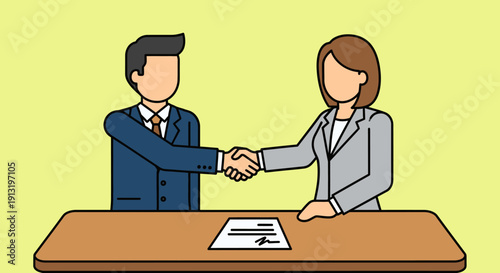 Businessman and Businesswoman Shaking Hands.