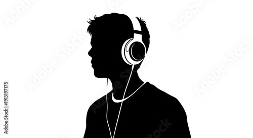 Man Listening to Music Headphones.