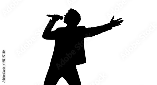 Singer Performing with Microphone.