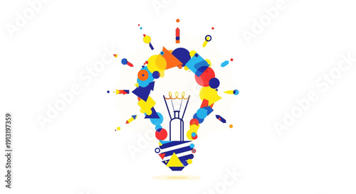 Colorful Light Bulb Idea Concept.