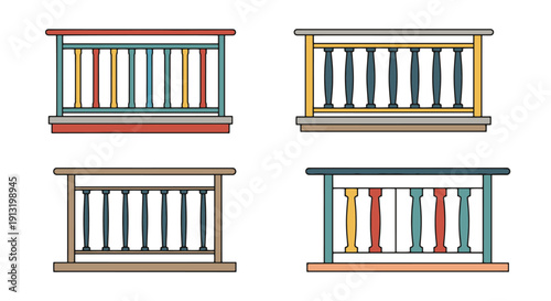 Balcony Railing Line modern soft tone illustration