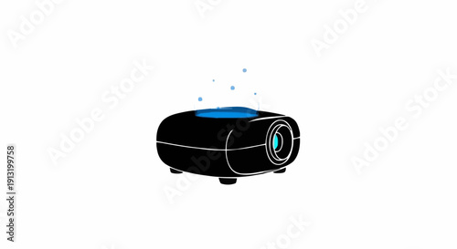  Projector icon set, flat style, black and blue color, isolated, white background, vector format