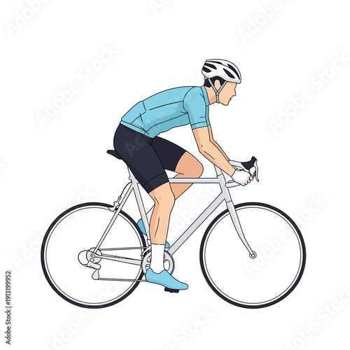 Cyclist Riding Bicycle Sports Illustration
