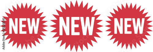 Striking red starbursts with NEW boldly written indicate recent product additions or events