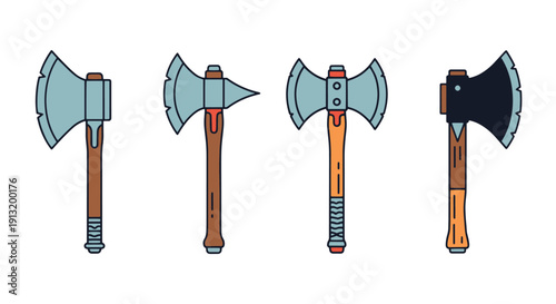 Battle Axe Line art soft tone color illustration