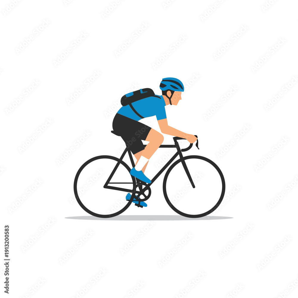 Obraz premium Cyclist with Backpack Riding Bicycle