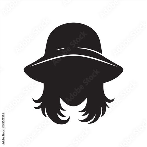 rain hat vector silhouette line art logo design collection
