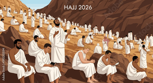 Pilgrims Gather at Mountainous Landscape for Spiritual Event