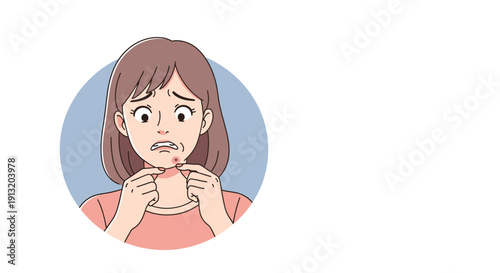A Woman Struggling with Acne: Concerned Expression While Dealing with Pimples on Her Skin, Highlighting Common Skin Issues and the Need for Effective Skincare Solutions.