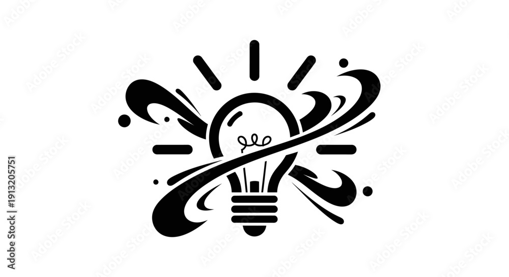 Obraz premium Black Light Bulb Creative Illustration.