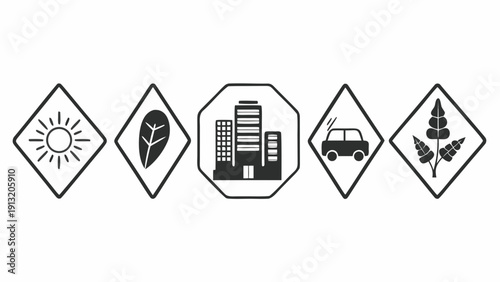 Eco friendly urban icons for sustainable city planning