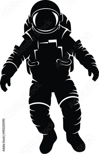 Astronaut in full space suit floating against a white background showcasing detailed spacesuit design and helmet features