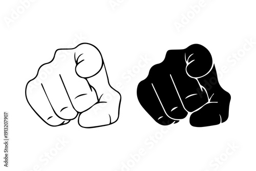 Pointing Finger Hand Gesture Icon Set
