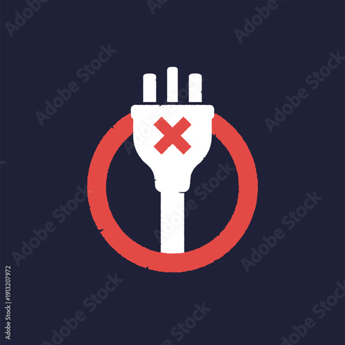 blackout, no electricity icon with an electric plug