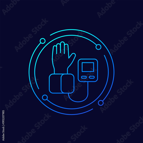blood pressure monitor icon, linear design