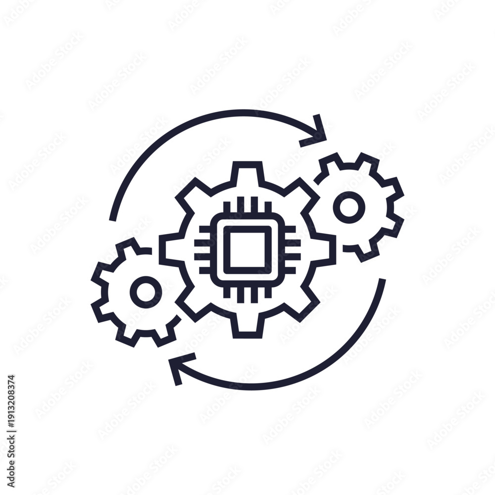 Obraz premium system integration line icon with gears