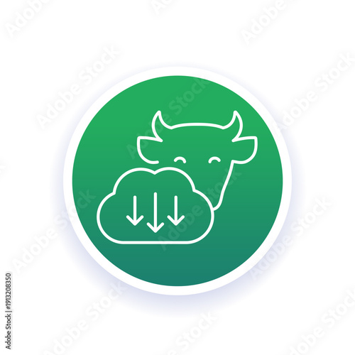 reducing methane emissions from cattle icon with a cow, line design