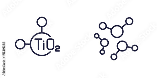 titanium dioxide molecules line icons