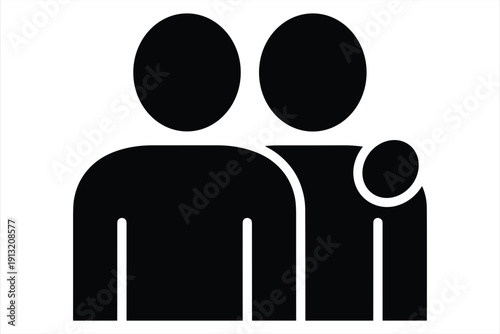 Black Icon of Two People Standing Together with One Arm Around the Other friends friendship